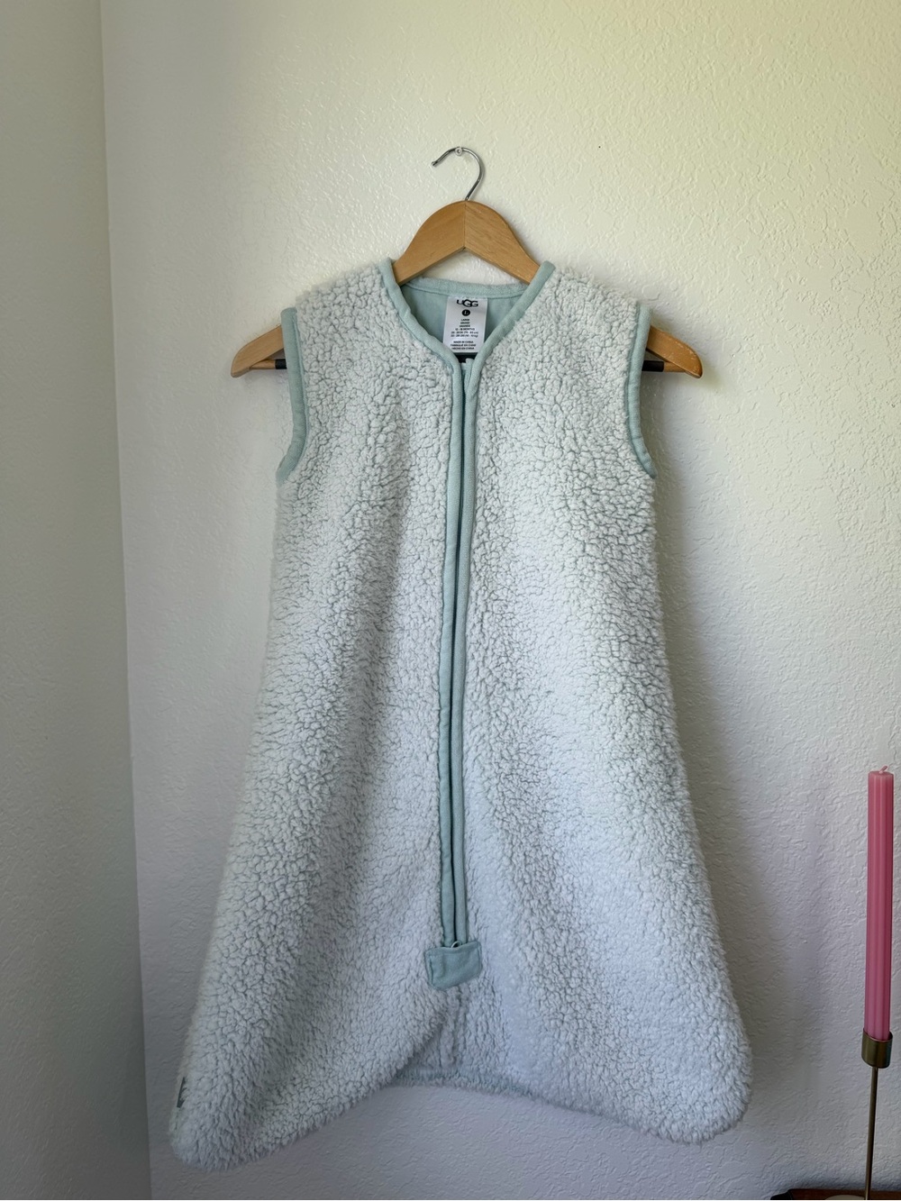 UGG Casey Sherpa Fleece Baby Sleep Sack in Clear Creek Light Blue 12-18 Months